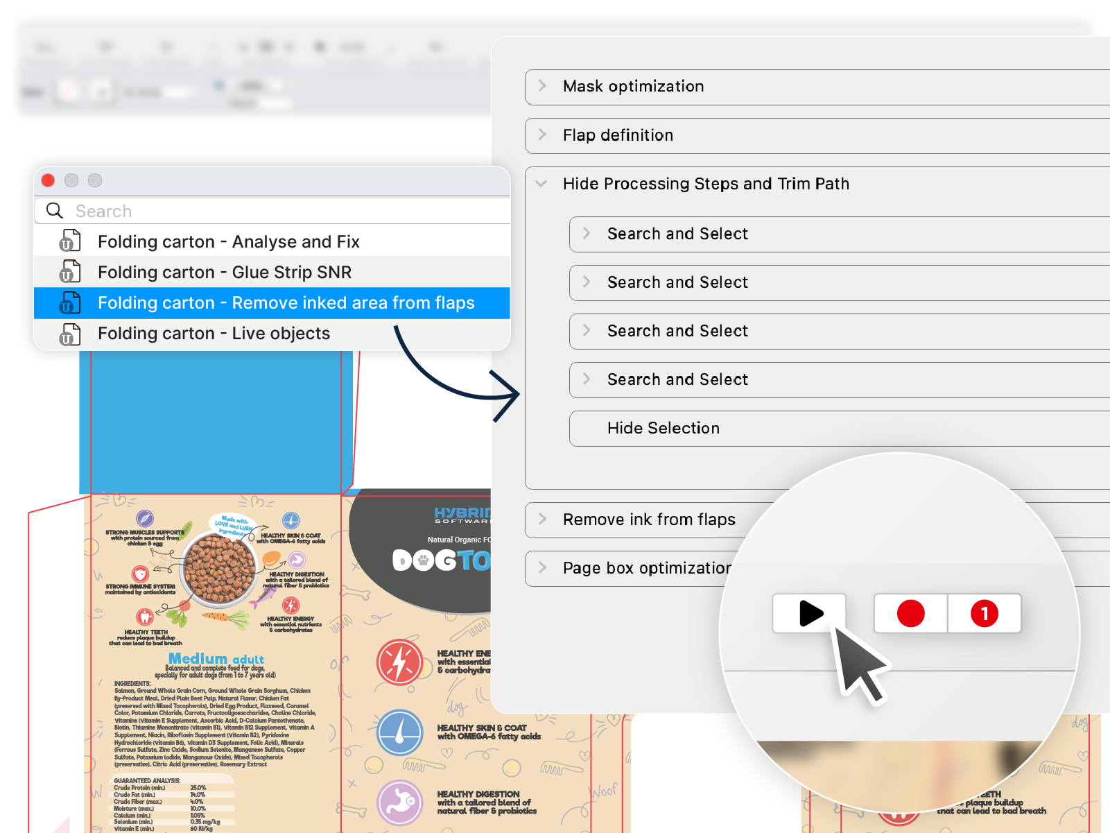 Pactions records interactive editing steps as action lists so prepress managers can reuse them to eliminate repetitive tasks