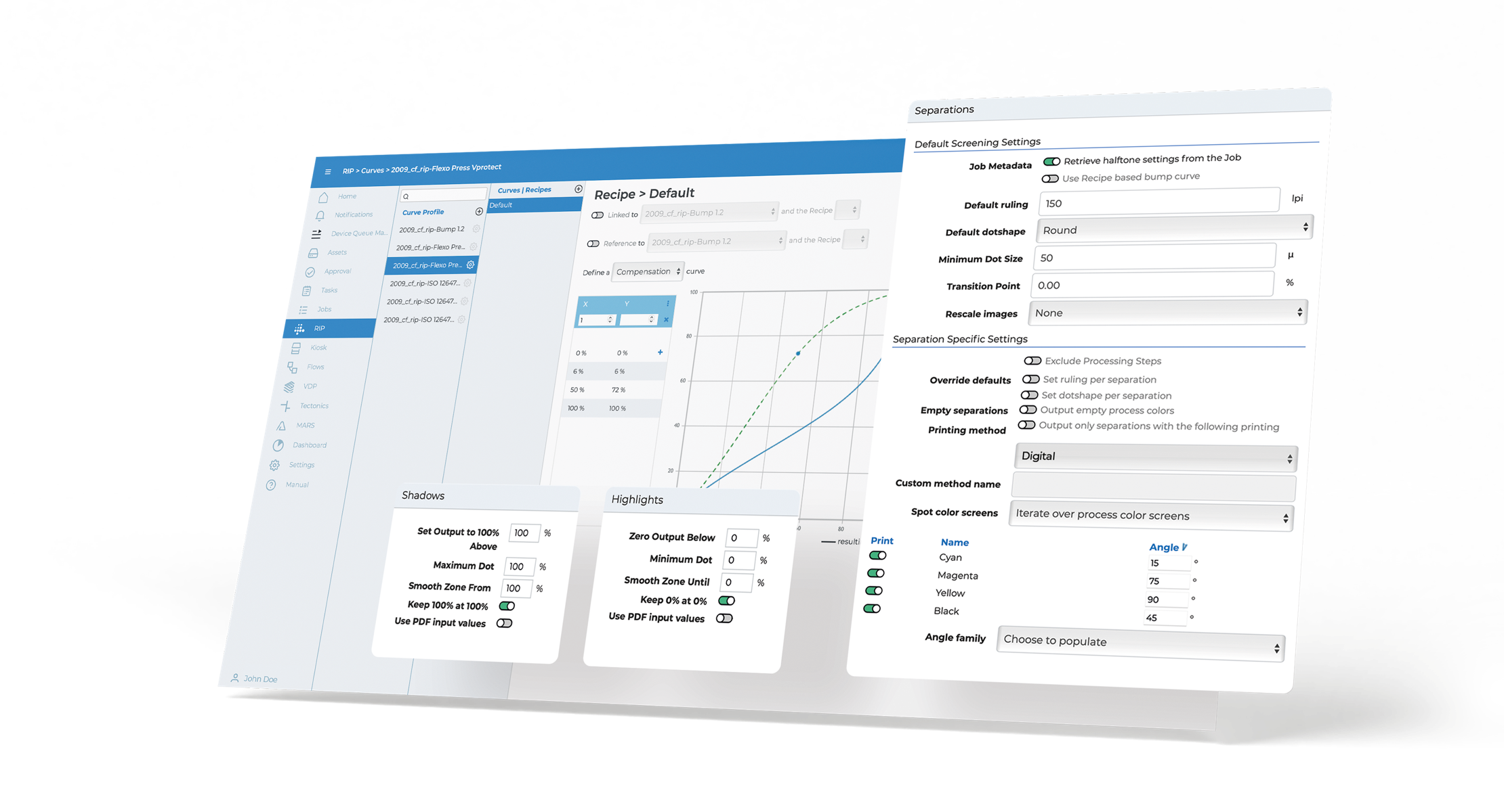 RIPping interface for curve settings in CLOUDFLOW
